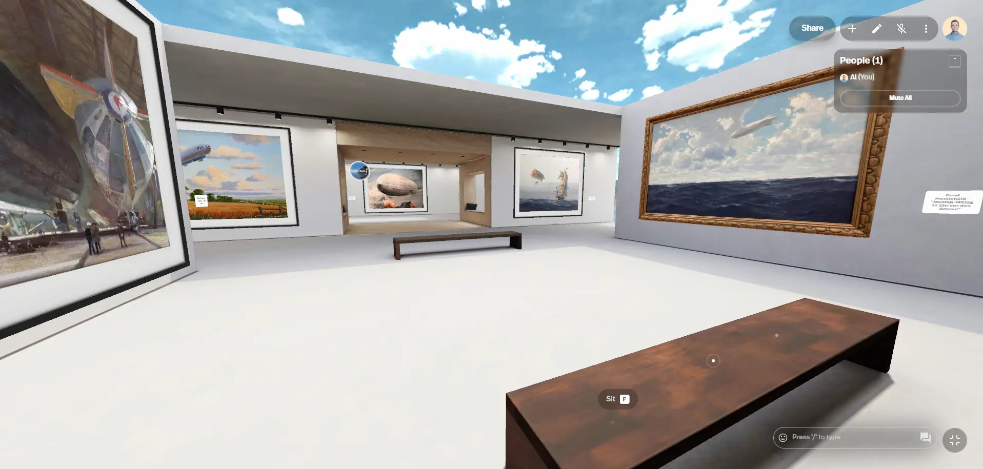 The Airship Art Gallery in the virtual museum